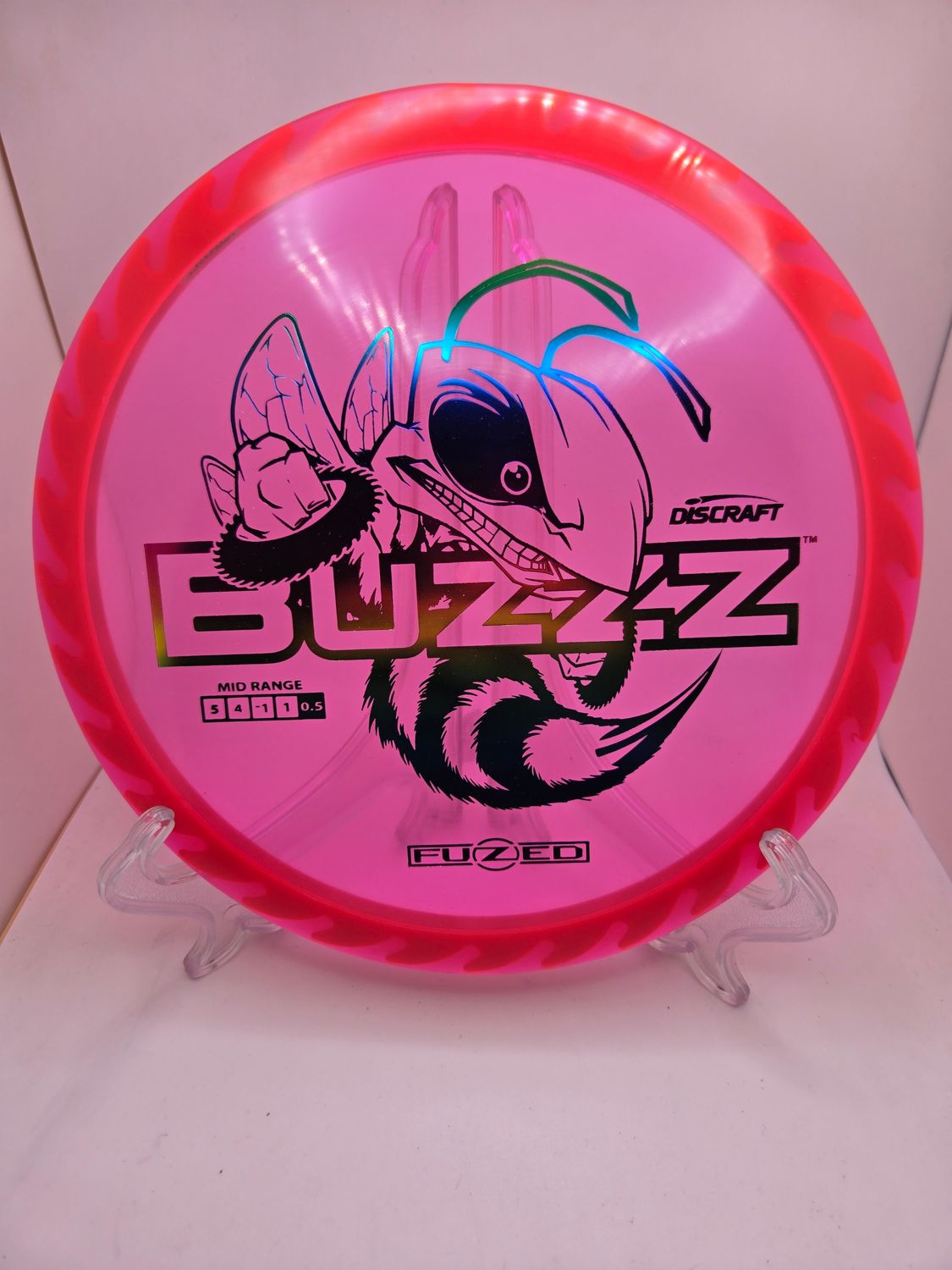 Discraft Discs Fuzed Z Buzzz with BuzzzSaw Pattern Pink with Red Back Gradient Stamp 173-174g