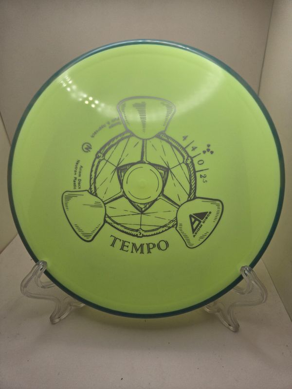 Axiom Discs Tempo Neutron Stock Dayglow Yellow with Blue Swirly Rim 175g