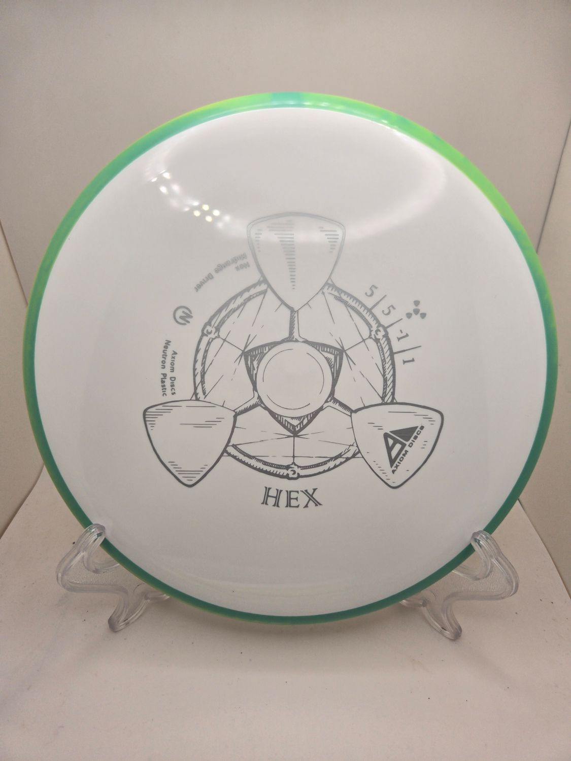 Axiom Discs Hex Neutron White with Teal Swirly Rim 177g