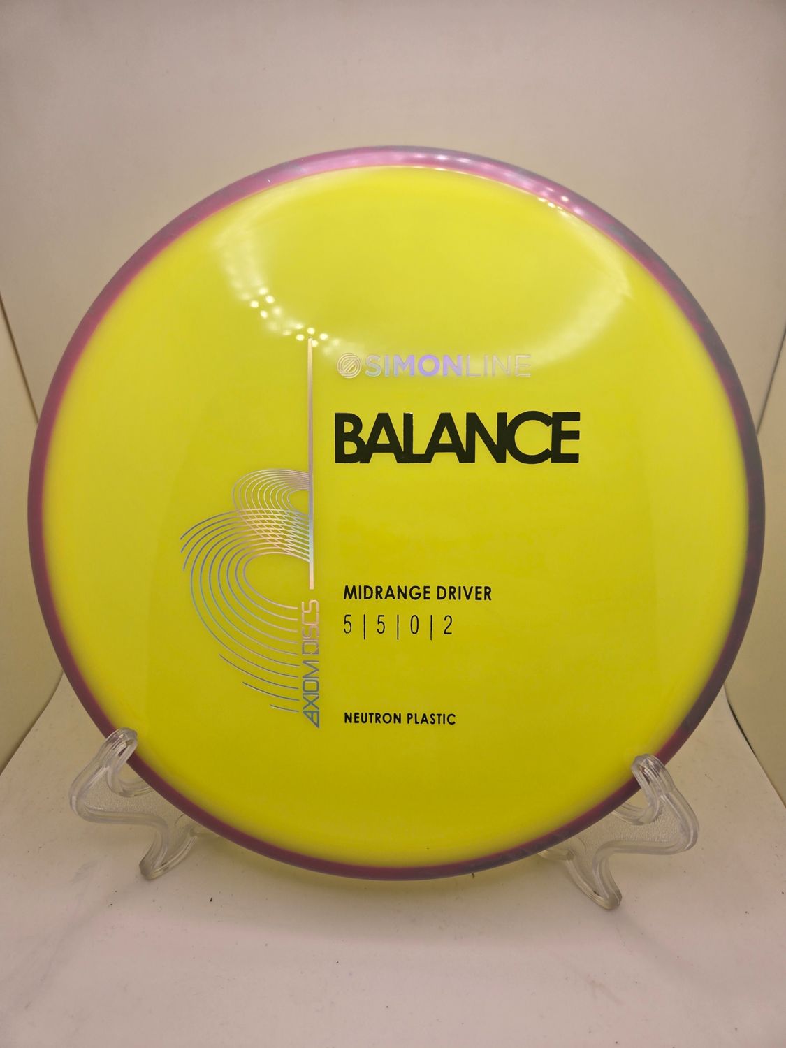 Axiom Discs Neutron Balance Stock Yellow with Pink Swirly Rim 177g