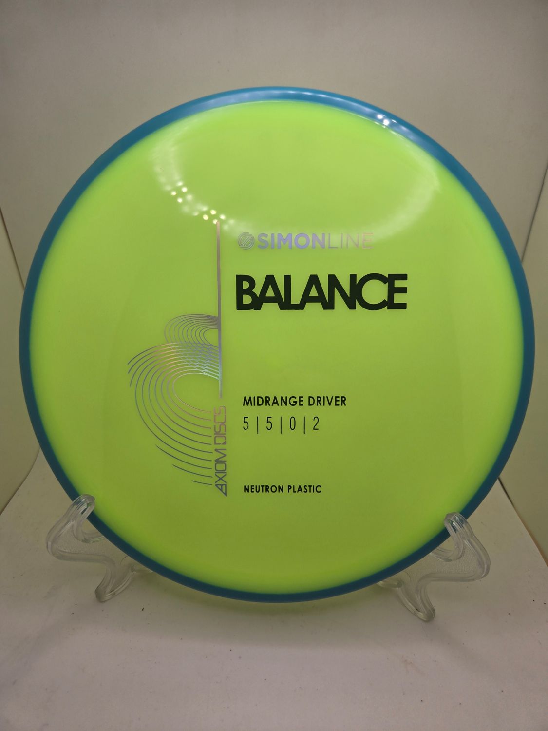 Axiom Discs Neutron Balance Stock Dayglow Yellow with Teal Rim 176g