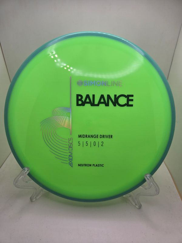 Axiom Discs Neutron Balance Stock Dayglow Green with Teal Swirly Rim 177g