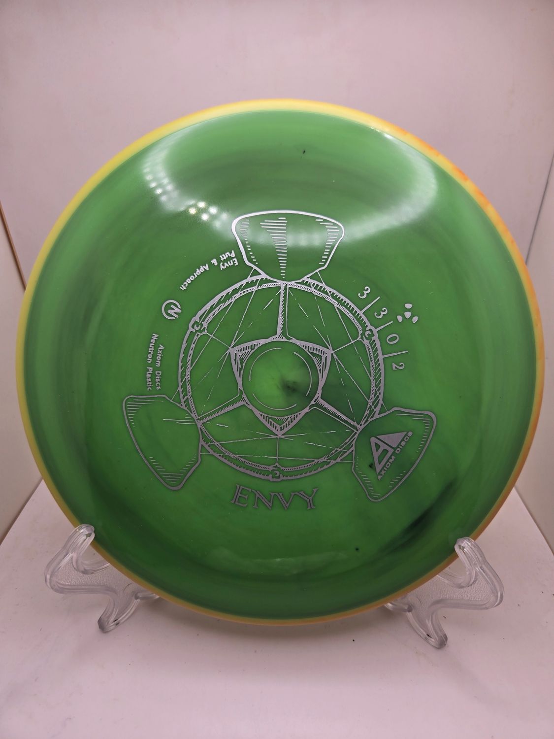 Axiom Discs Envy Neutron Green with Swirly Orange Rim 173g.