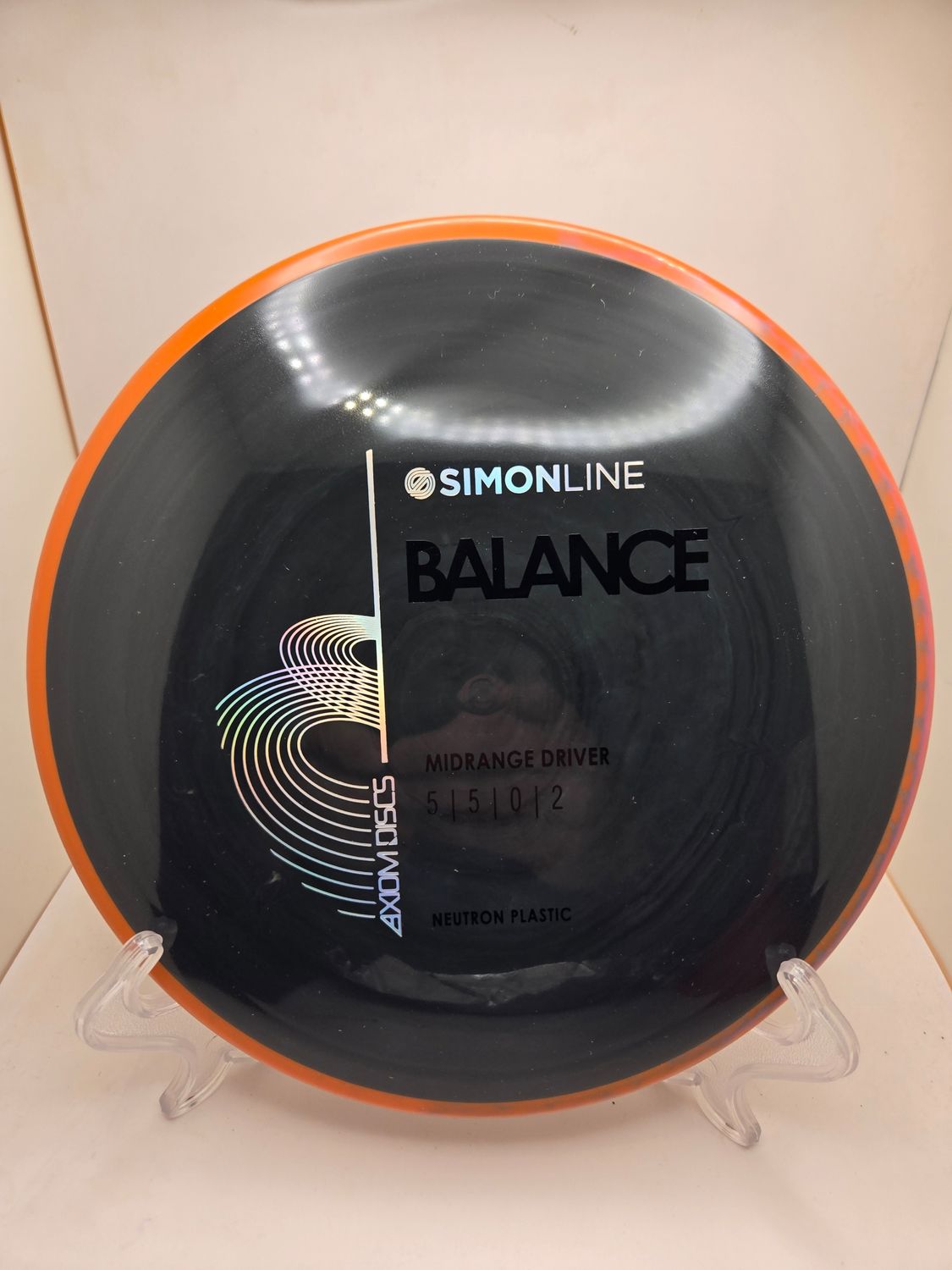 Axiom Discs Neutron Balance Stock Black with Orange Swirly Rim 177g