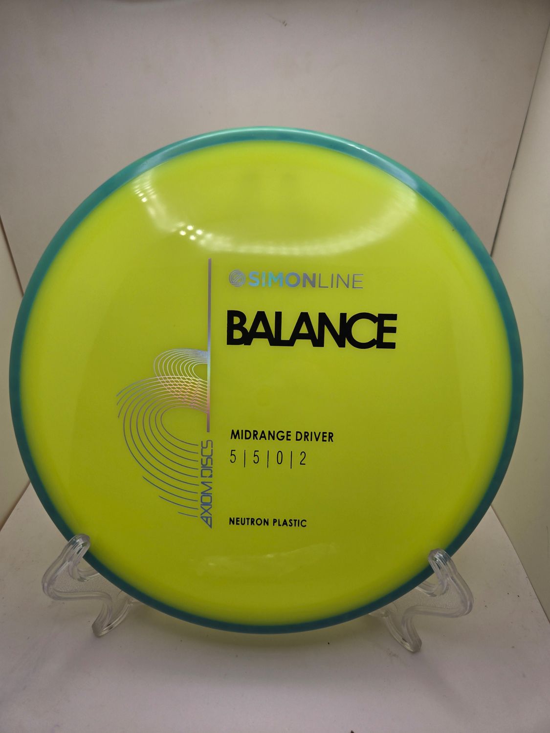 Axiom Discs Neutron Balance Stock Yellow with Teal Blue Rim 173g