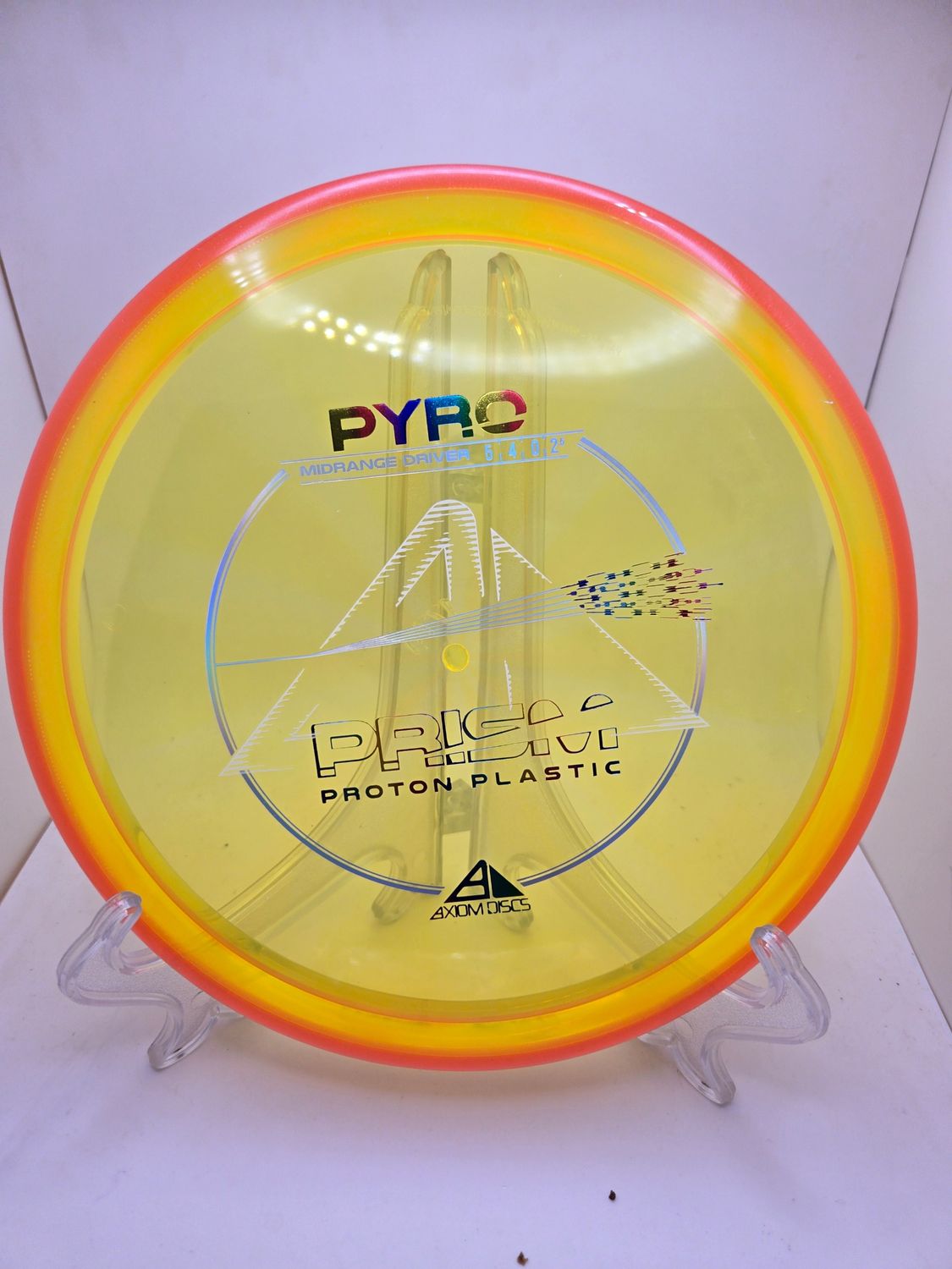 Axiom Discs Pyro Prism Proton Plastic Yellow with Pink sparkly Rim 177g