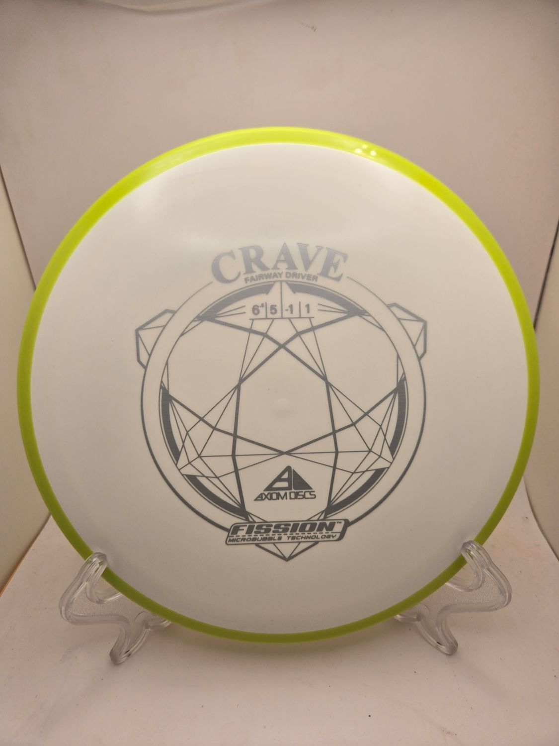 Axiom Discs Crave Dayglow White with Green Rim Fission 155g