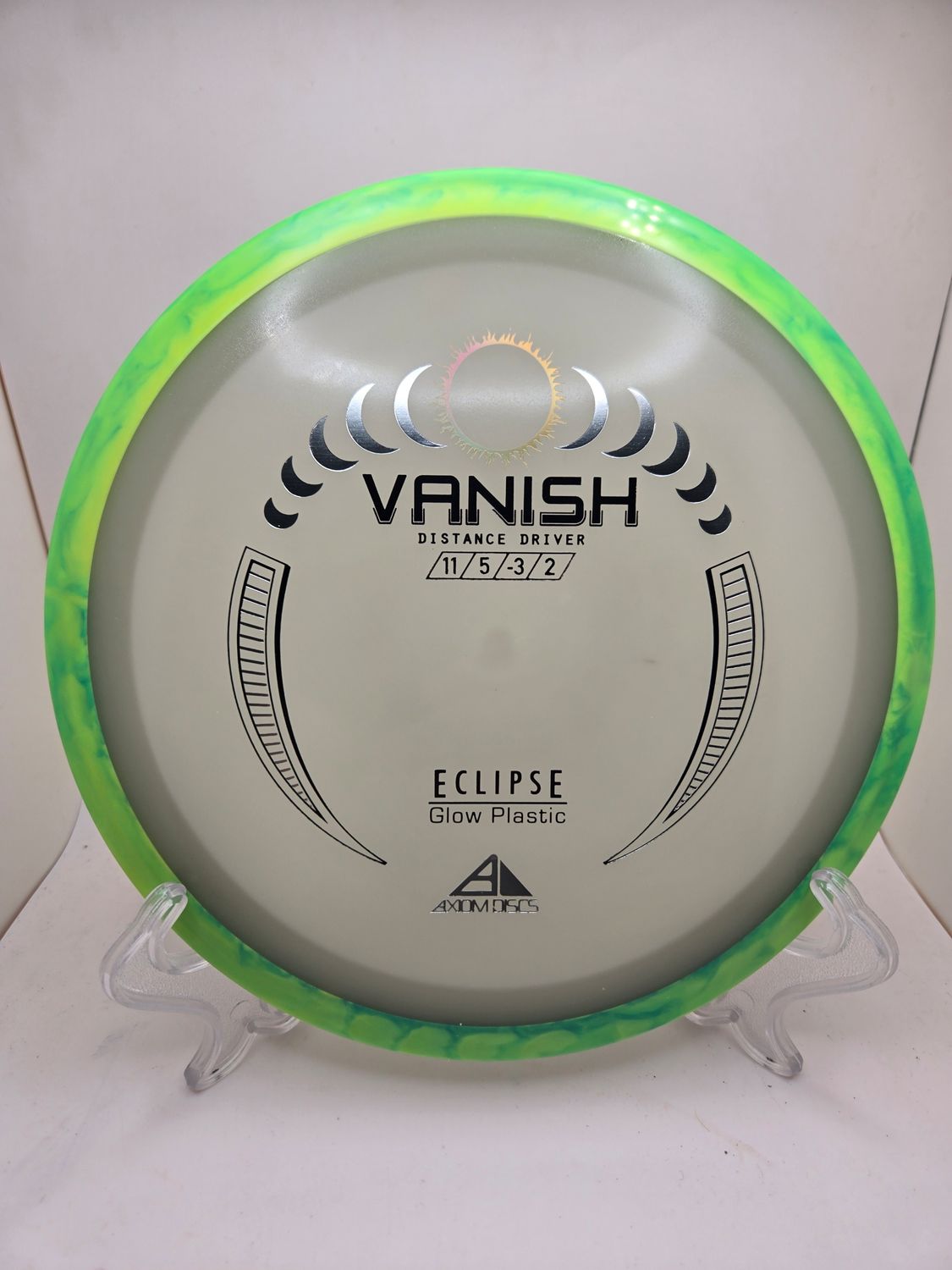 Axiom Discs Eclipse Vanish Yellow/Green Swirly Rim 174g