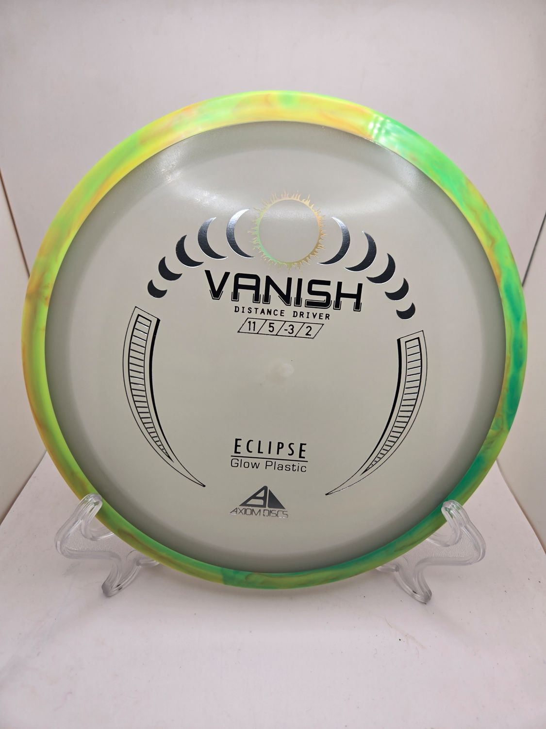 Axiom Discs Eclipse Vanish Yellow/Green Swirly Rim 168g