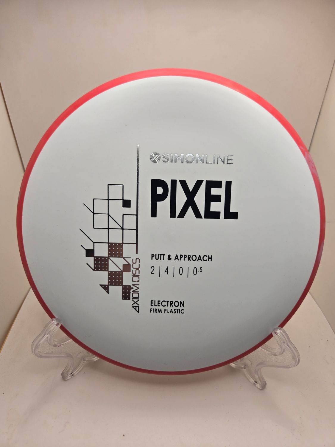 Axiom Discs- Simon Line - Electron Pixel - Stock Firm White with Red Rim 174g