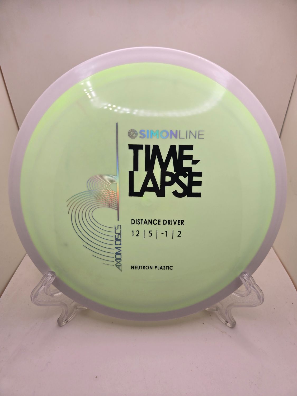 Axiom Discs Neutron Time-Lapse - Stock (retooled) Light Neon Yelllow with Pink Rim 175g