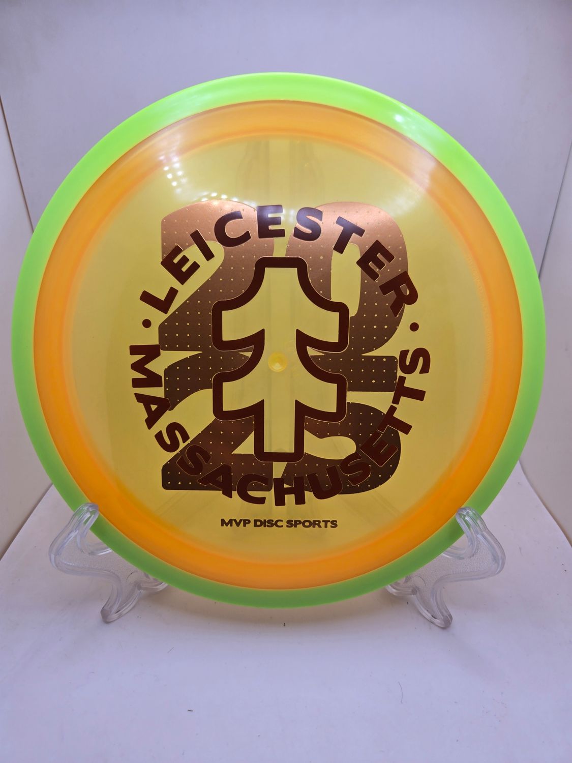 Axiom Discs Proton Time-Lapse - Stock (retooled) MVP Open 2025 Orange Plate Dayglow Green Rim 172g