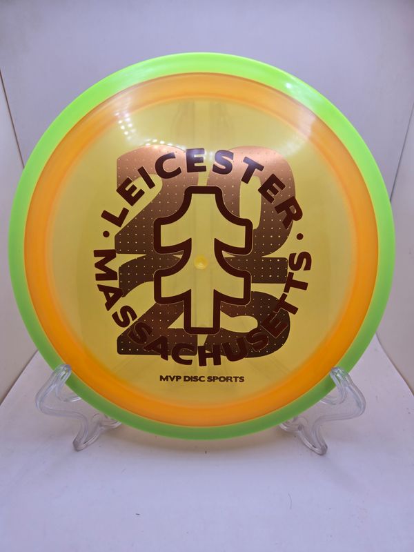 Axiom Discs Proton Time-Lapse - Stock (retooled) MVP Open 2025 Orange Plate Dayglow Green Rim 172g