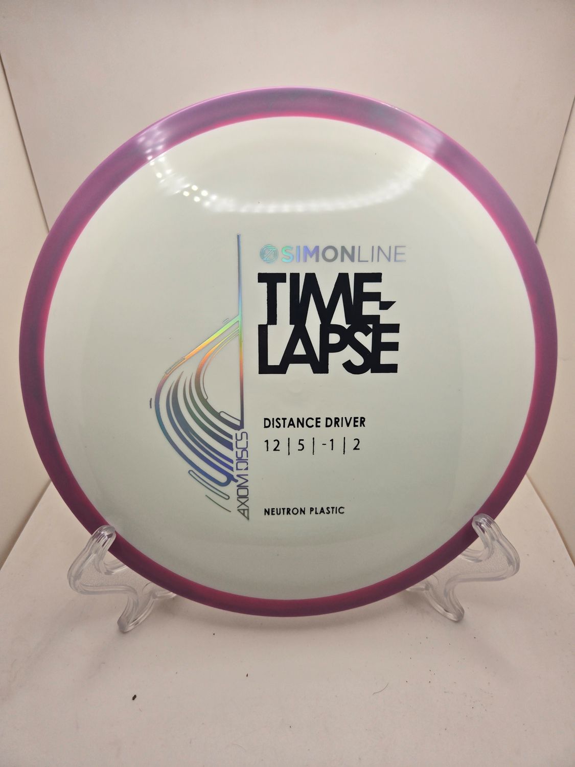 Axiom Discs Neutron Time-Lapse - Stock (retooled) White with Swirly Magenta Pink Rim 174g