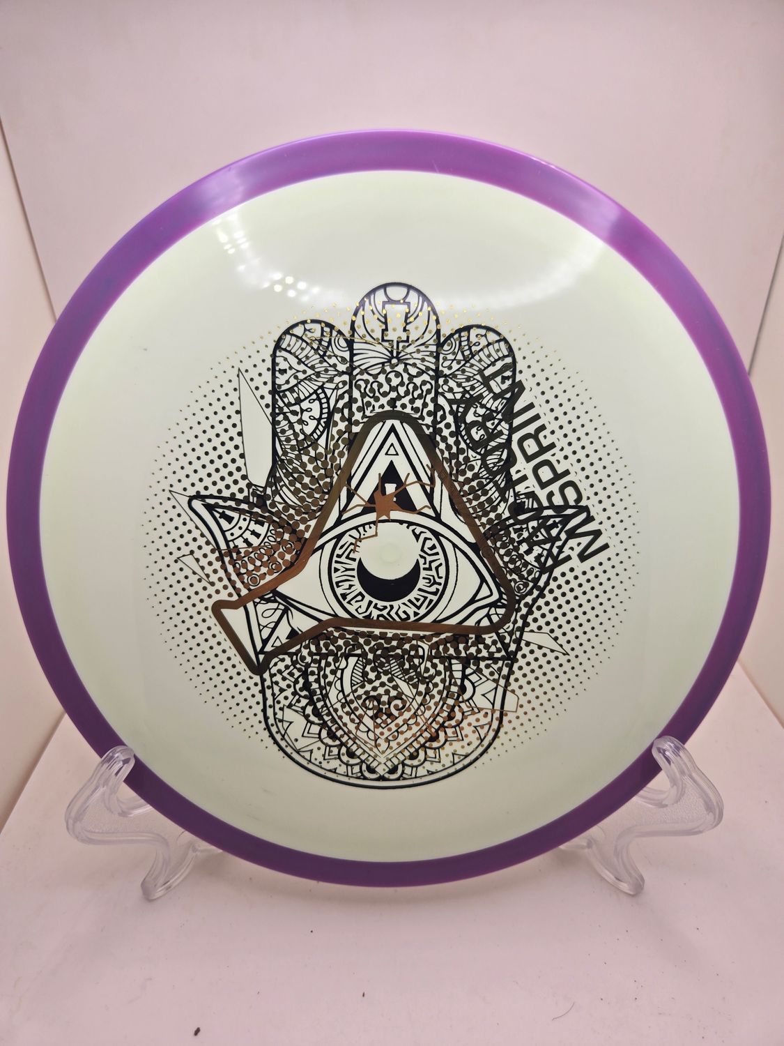 Axiom Discs Neutron Time-Lapse - Misprint Handeye Supply (retooled) White/ Light Yellow with Purple Rim 174g
