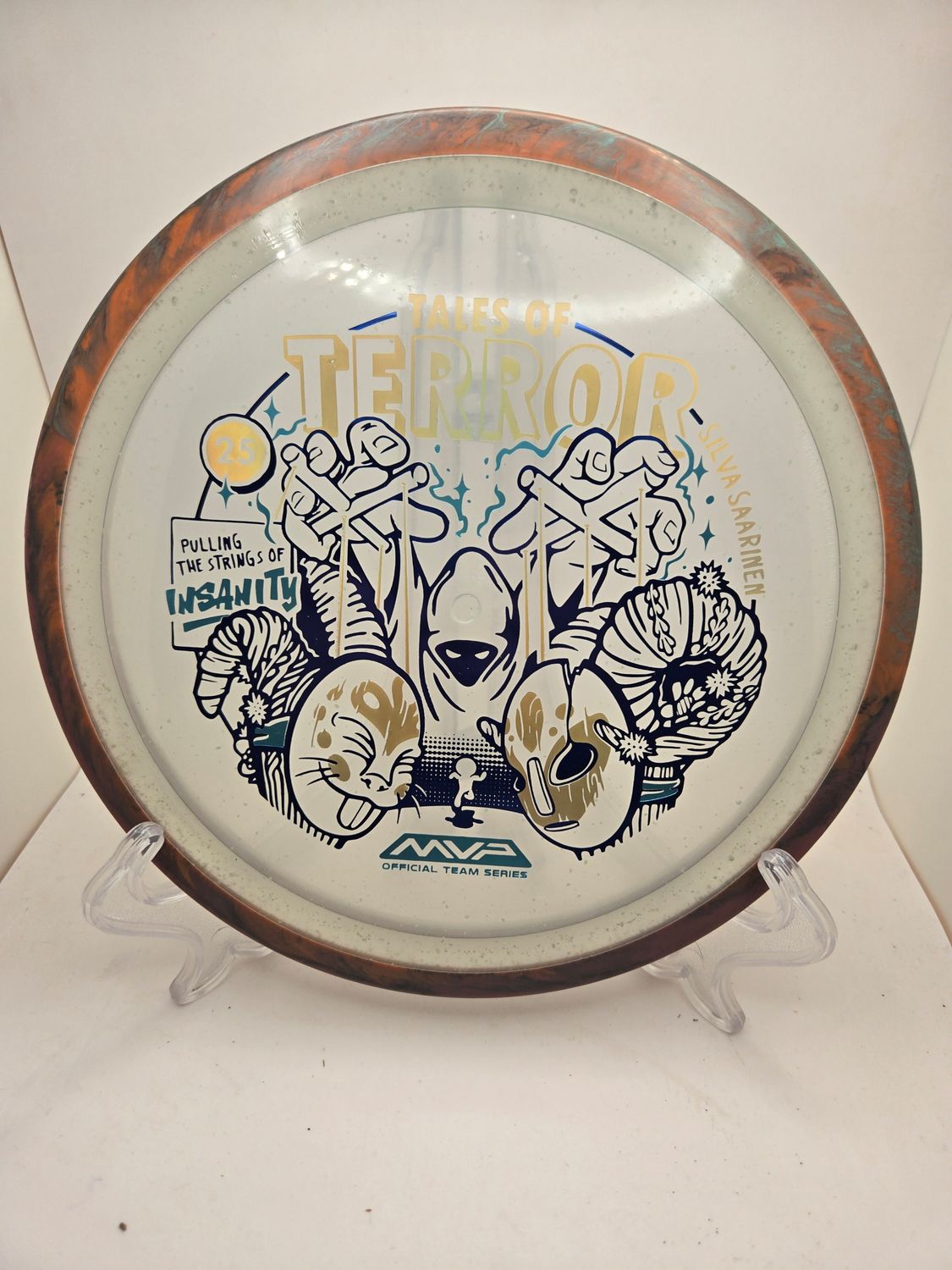 Axiom Discs Particle Proton Insanity - Silva Saarinen 2025 Halloween Special Edition Clear plate Swirly Burgundy/Orange 173g