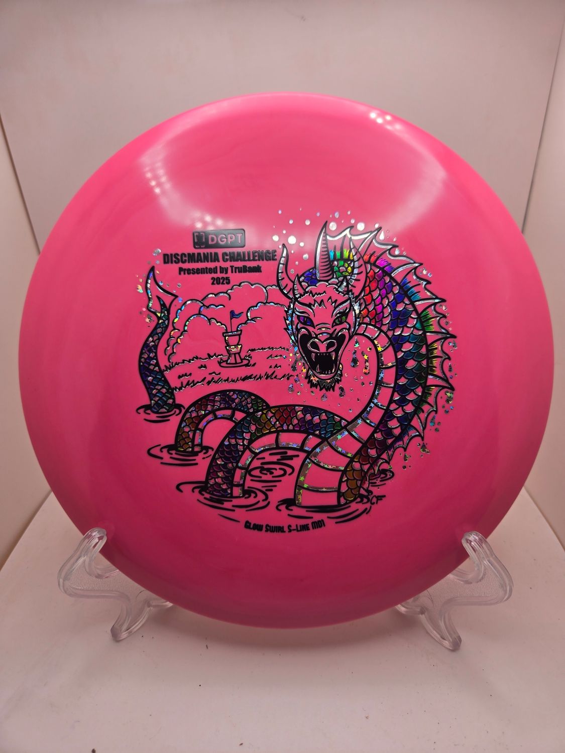 Discmania Discs Limited Edition Glow Swirl S-Line MD1 (Discmania Challenge Fundraiser) Pink 177g