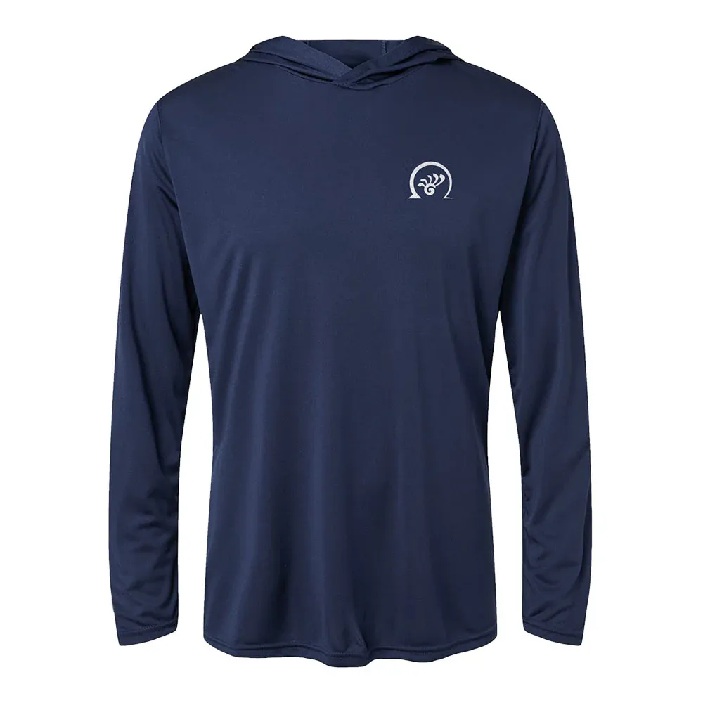 Glass Blown Open Hooded Long Sleeve Tee Navy Frost XL