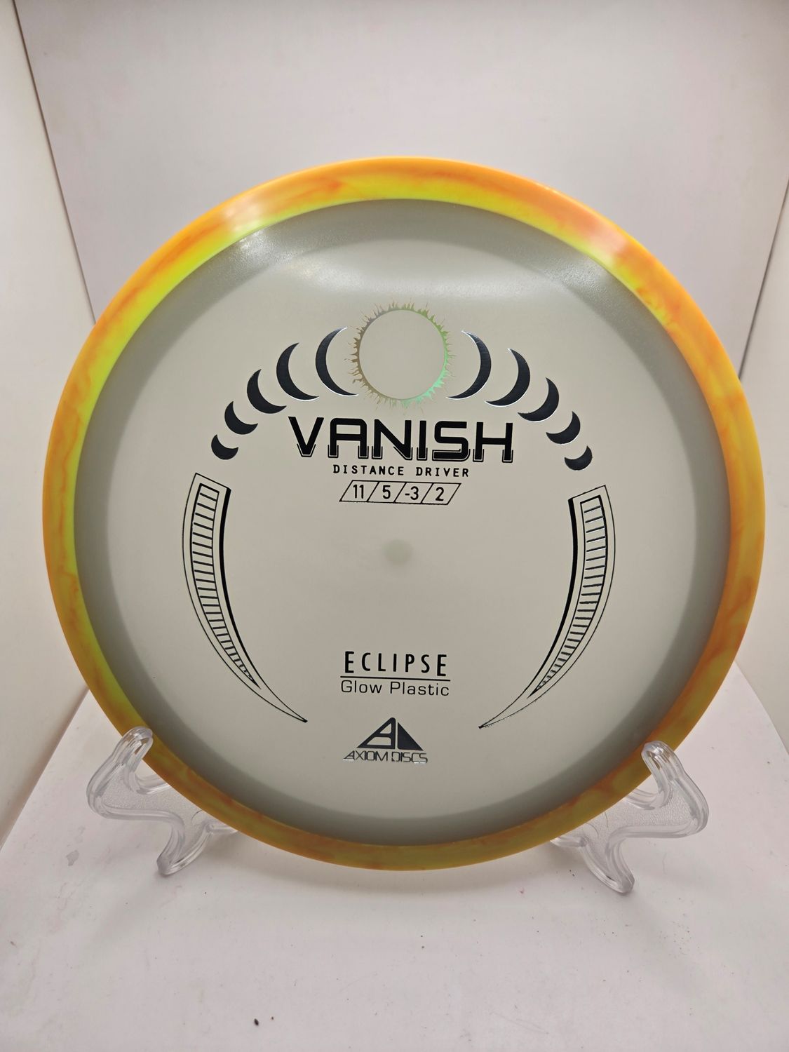 Axiom Discs Eclipse Vanish Yellow/Orange Swirly Rim 173g