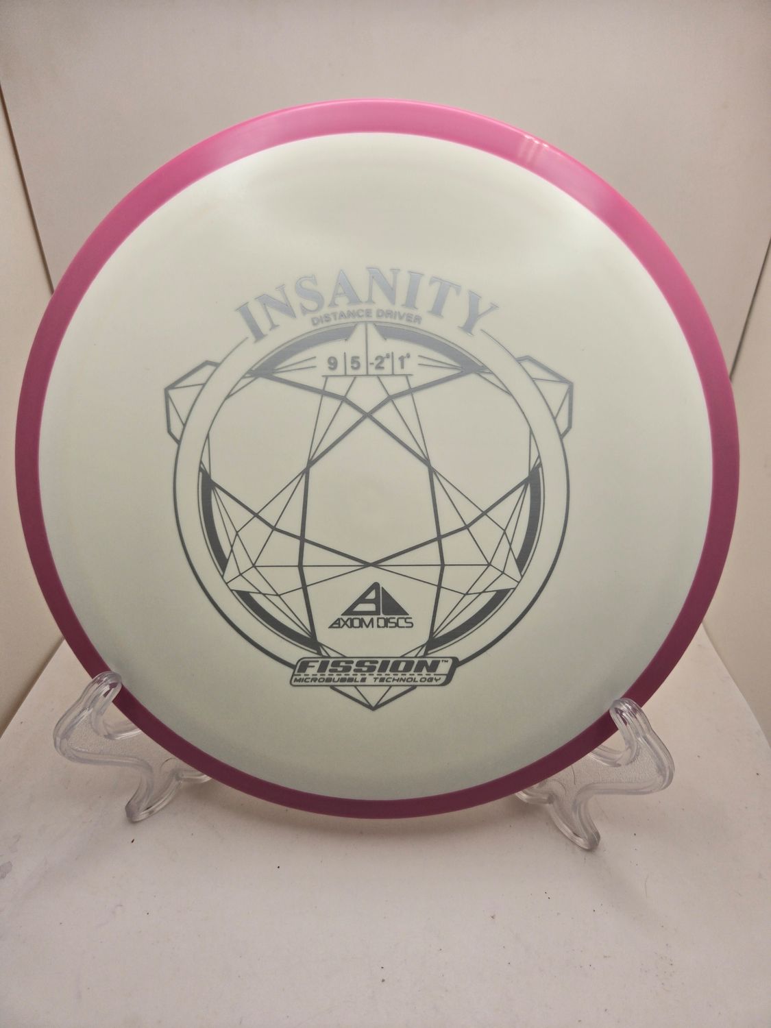 Axiom Discs Insanity Dayglow White with Pink Rim Fission 174g