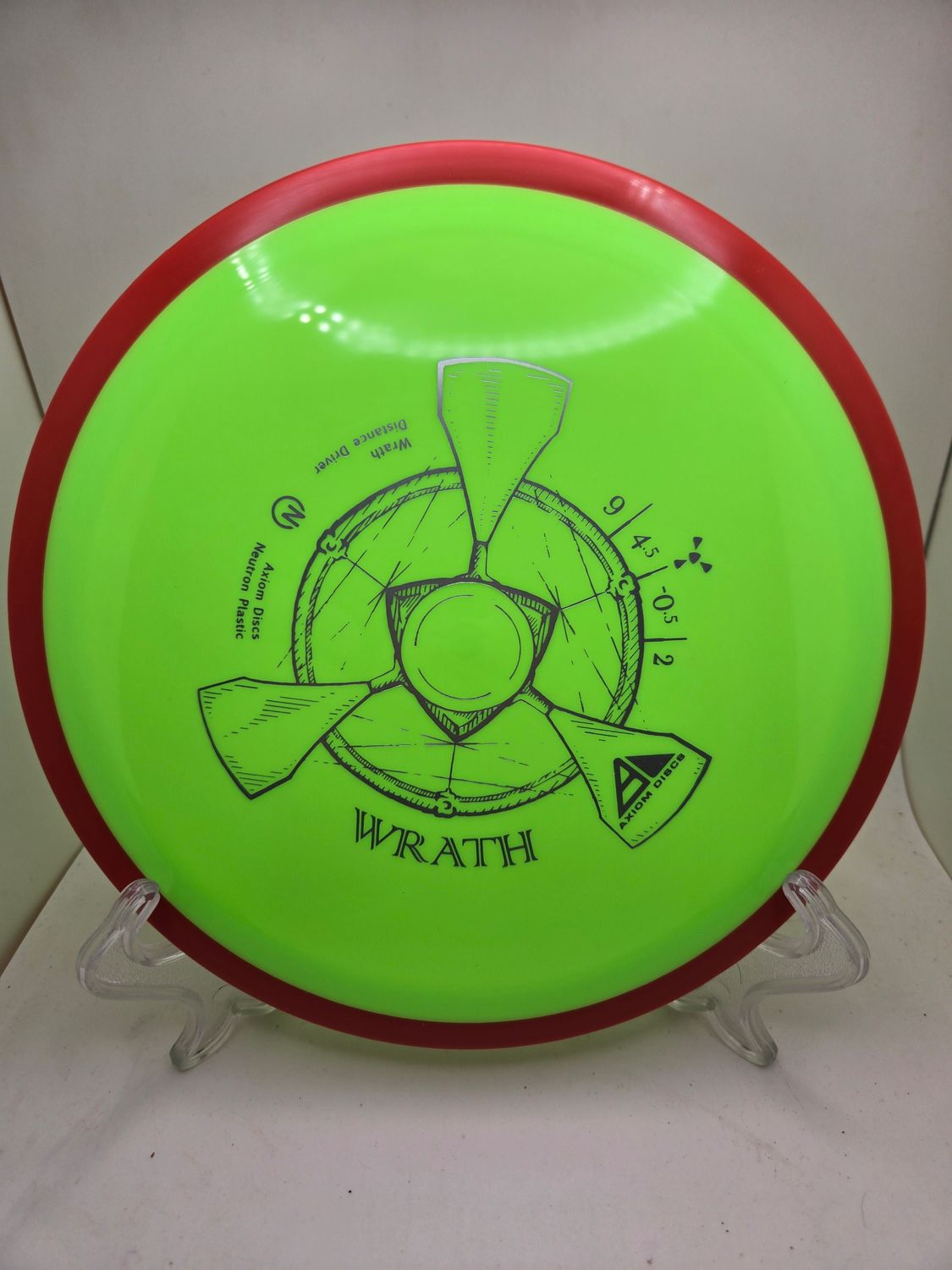 Axiom Discs Wrath Dayglow Green with Red Rim 166g