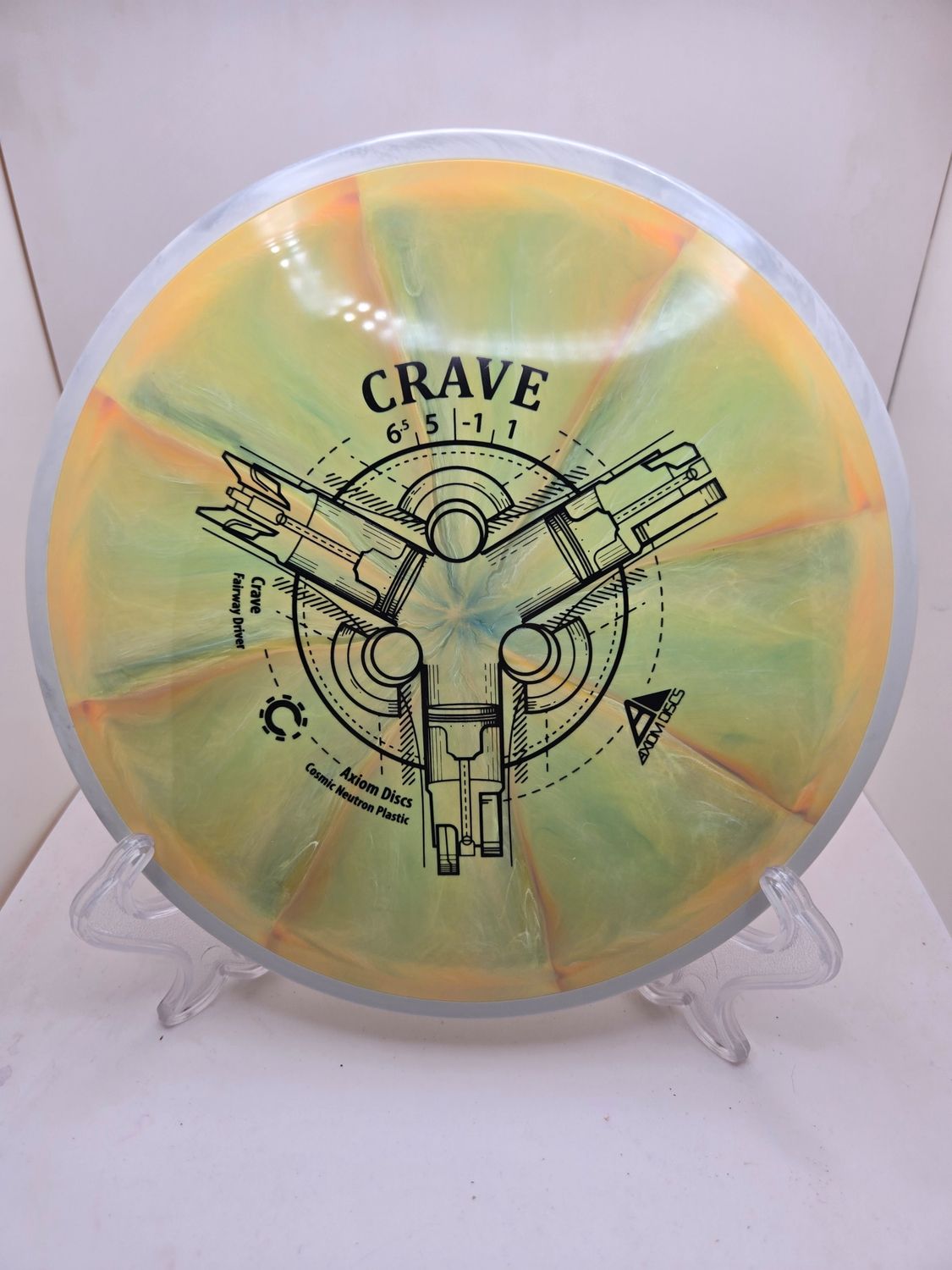 Axiom Discs Crave Peach with White/Light Grey Swirly Rim Cosmic Neutron 167g