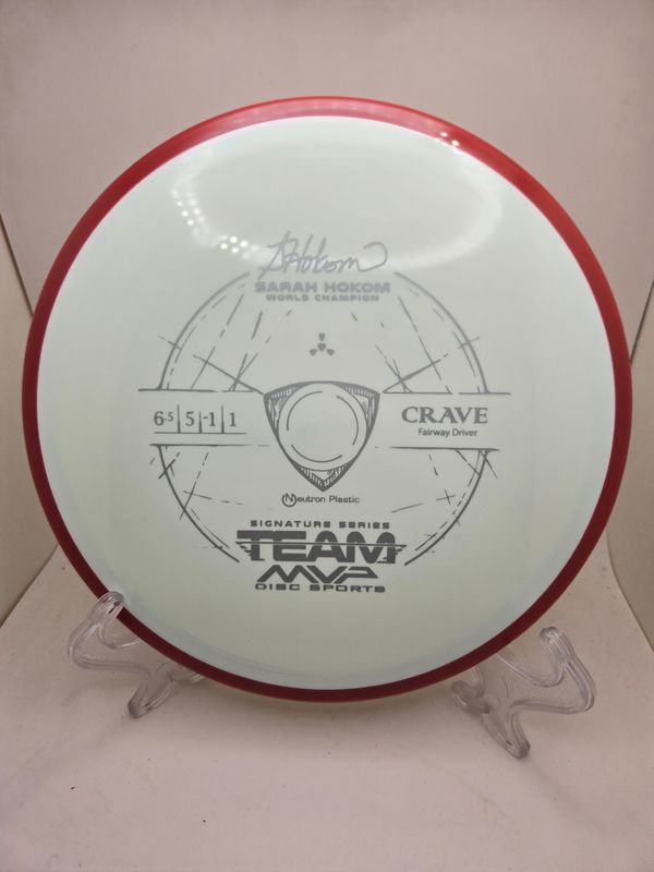 Axiom Discs Team MVP Signature Series Sarah Hokom Neutron Crave White Plate Red Rim 159g