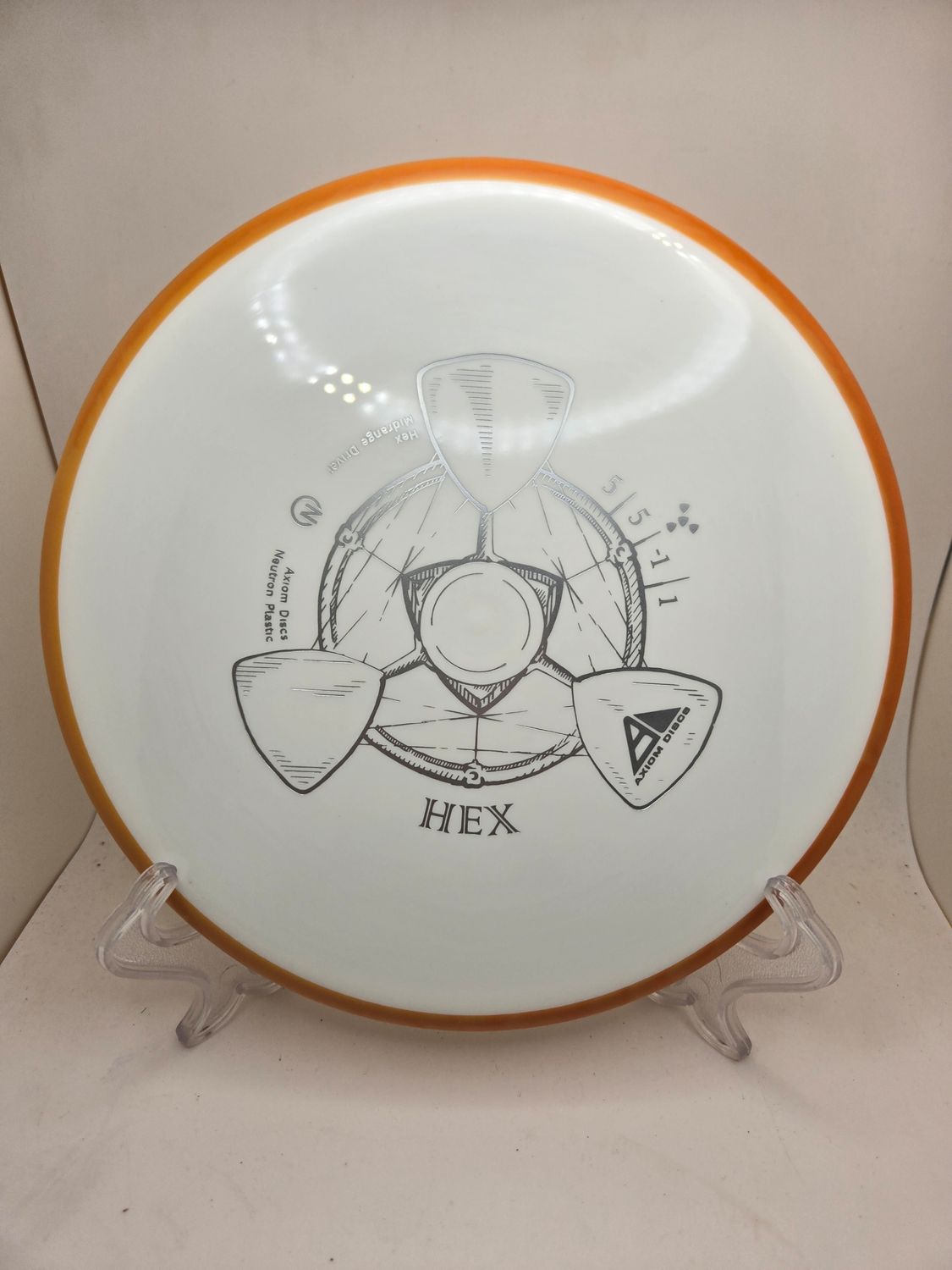 Axiom Discs Hex Neutron White with Orange Rim 174g
