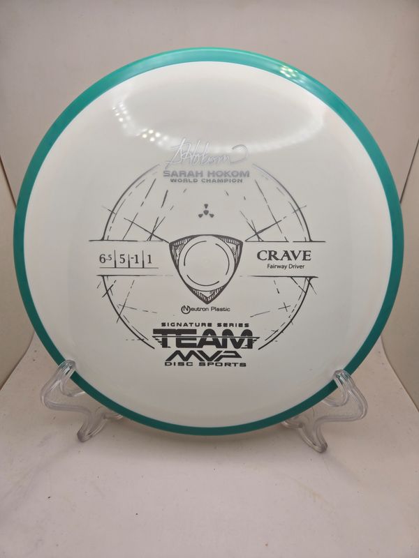 Axiom Discs Team MVP Signature Series Sarah Hokom Neutron Crave White Plate Teal Rim 163g