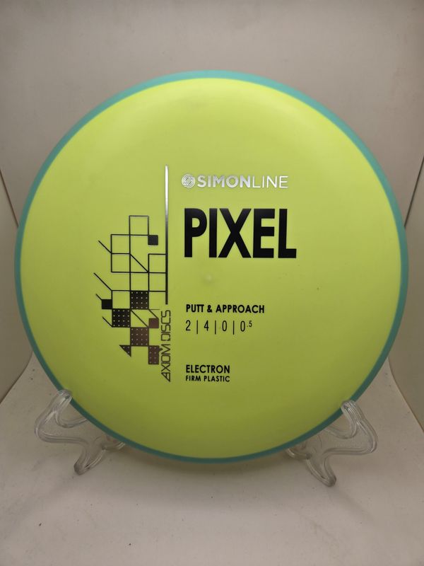 Axiom Discs- Simon Line - Electron Pixel - Stock Firm Yellow with Teal Rim 170g