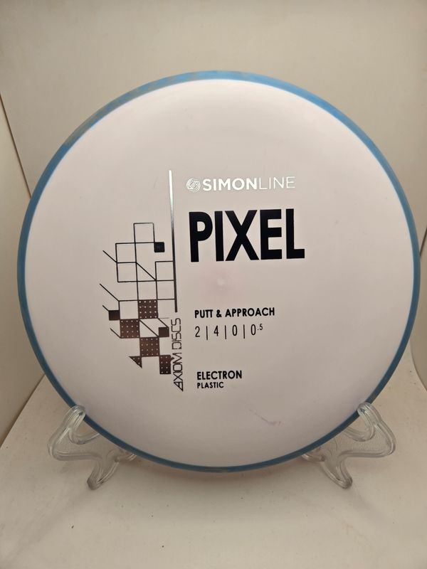 Axiom Discs- Simon Line - Electron Pixel - Stock Whitish/Pink with Blue Rim 173g.