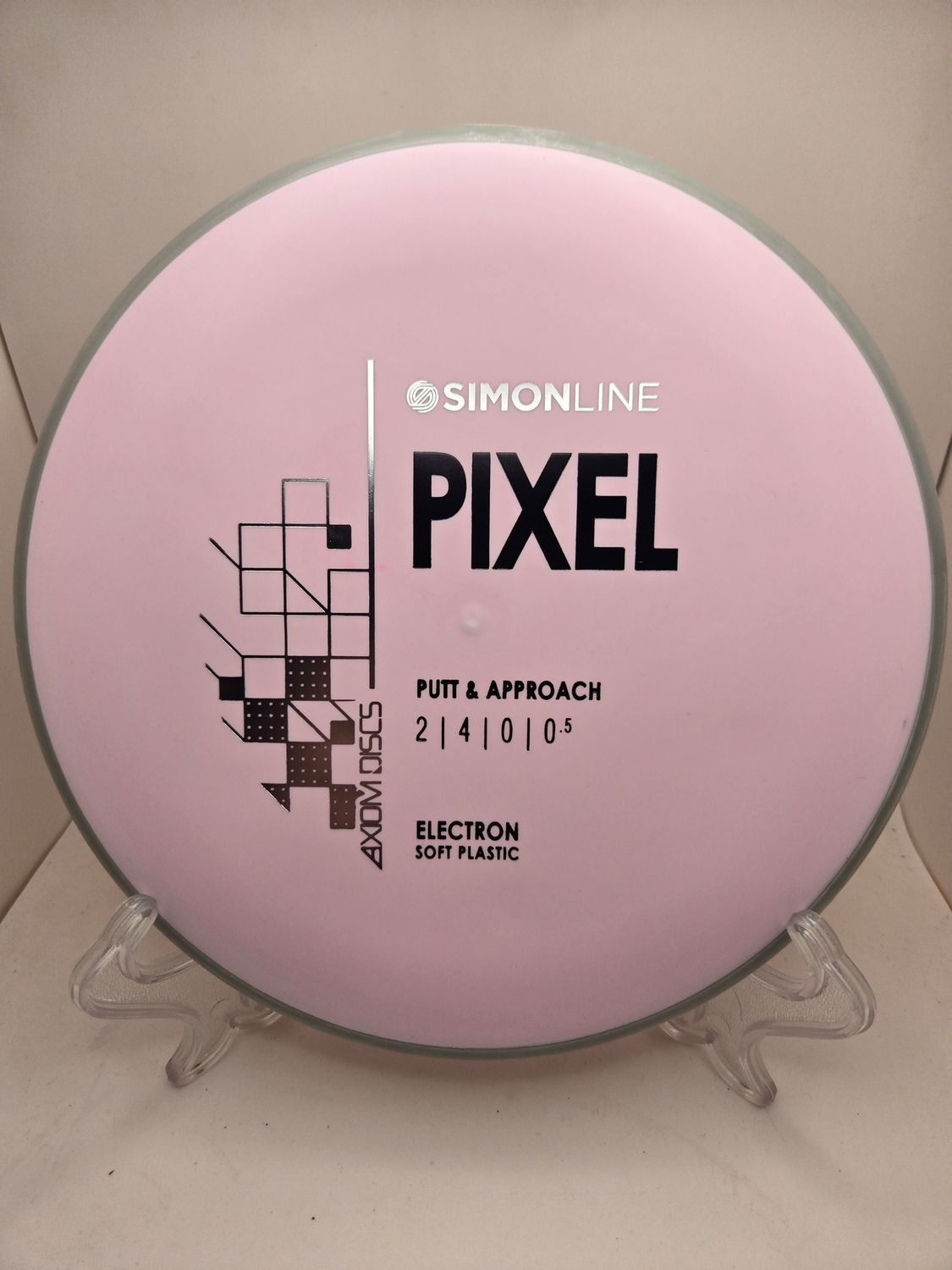 Axiom Discs- Simon Line - Electron Pixel Soft- Stock Pink with Grey Rim 174g.