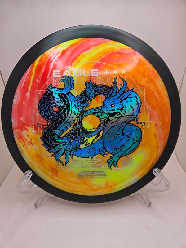 MVP Discs Plasma Dimension Dyed Red/Yellow/Orange with Blue Stamp Special Edition Eagle McMahon Team Series 172g