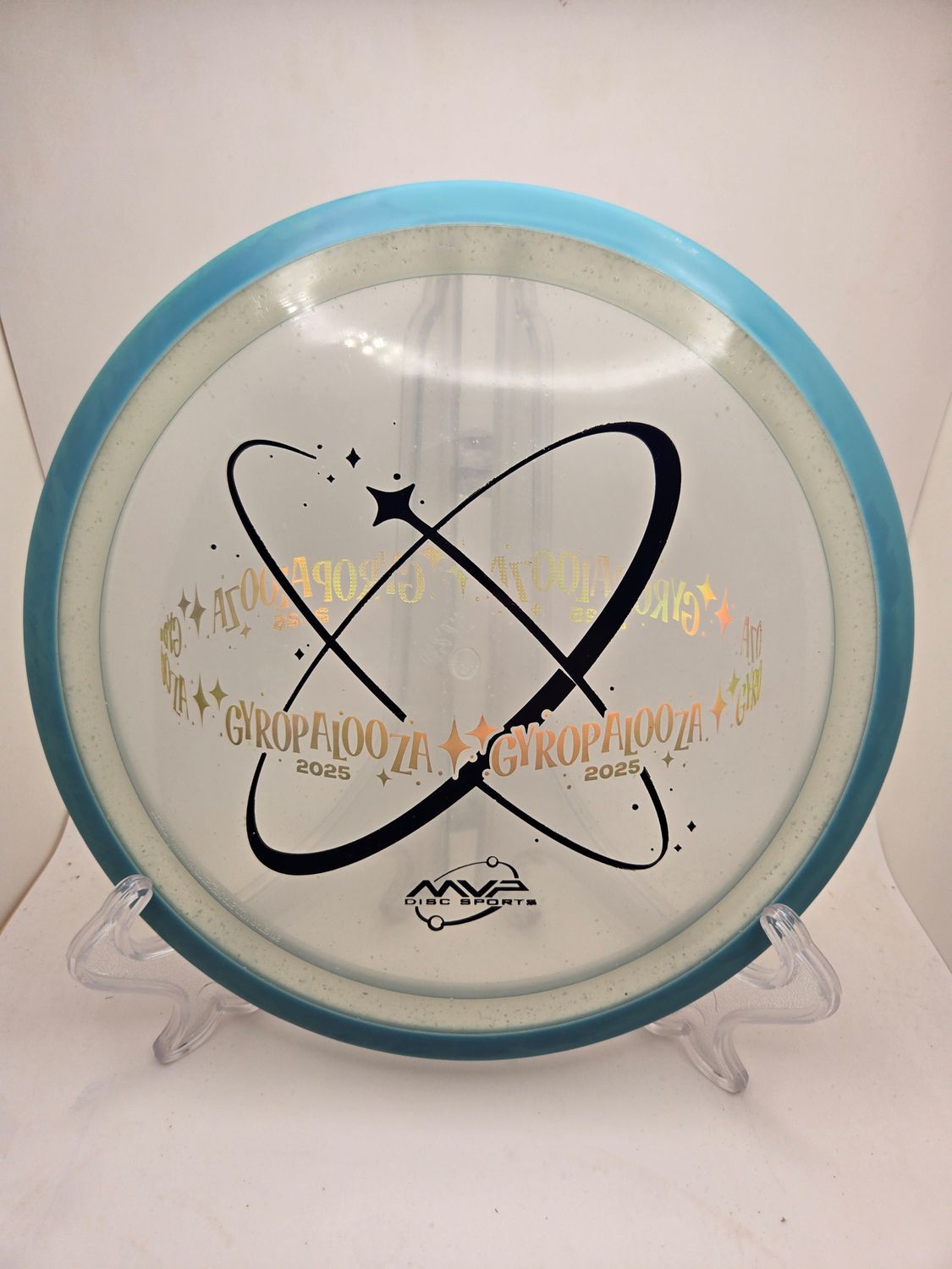 Axiom Discs Particle Proton Insanity - GyroPalooza 2025 Clear Plate Swirly Blue Rim 172g