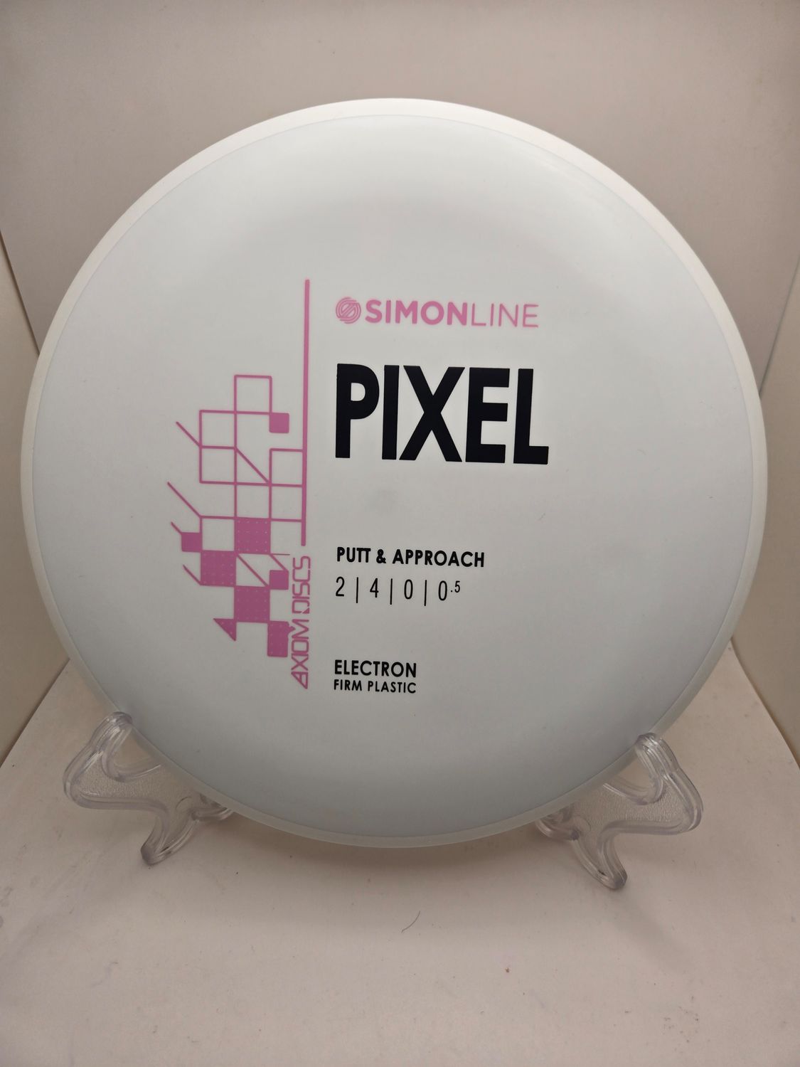 Pre Order - Axiom Discs White/White Electron Pixel - Pink Stock Stamp 170-175g