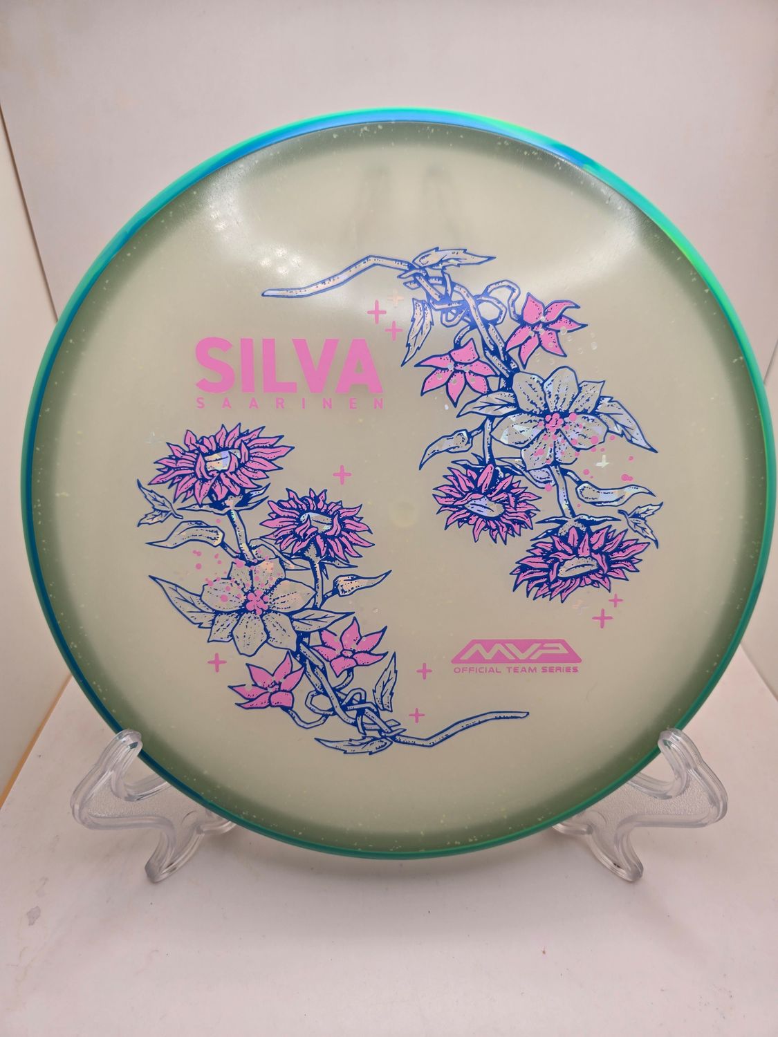 Axiom Particle Particle Eclipse Proxy - Silva Saarinen Team Series - Flowers with Swirly Teal Green Rim 173-174g