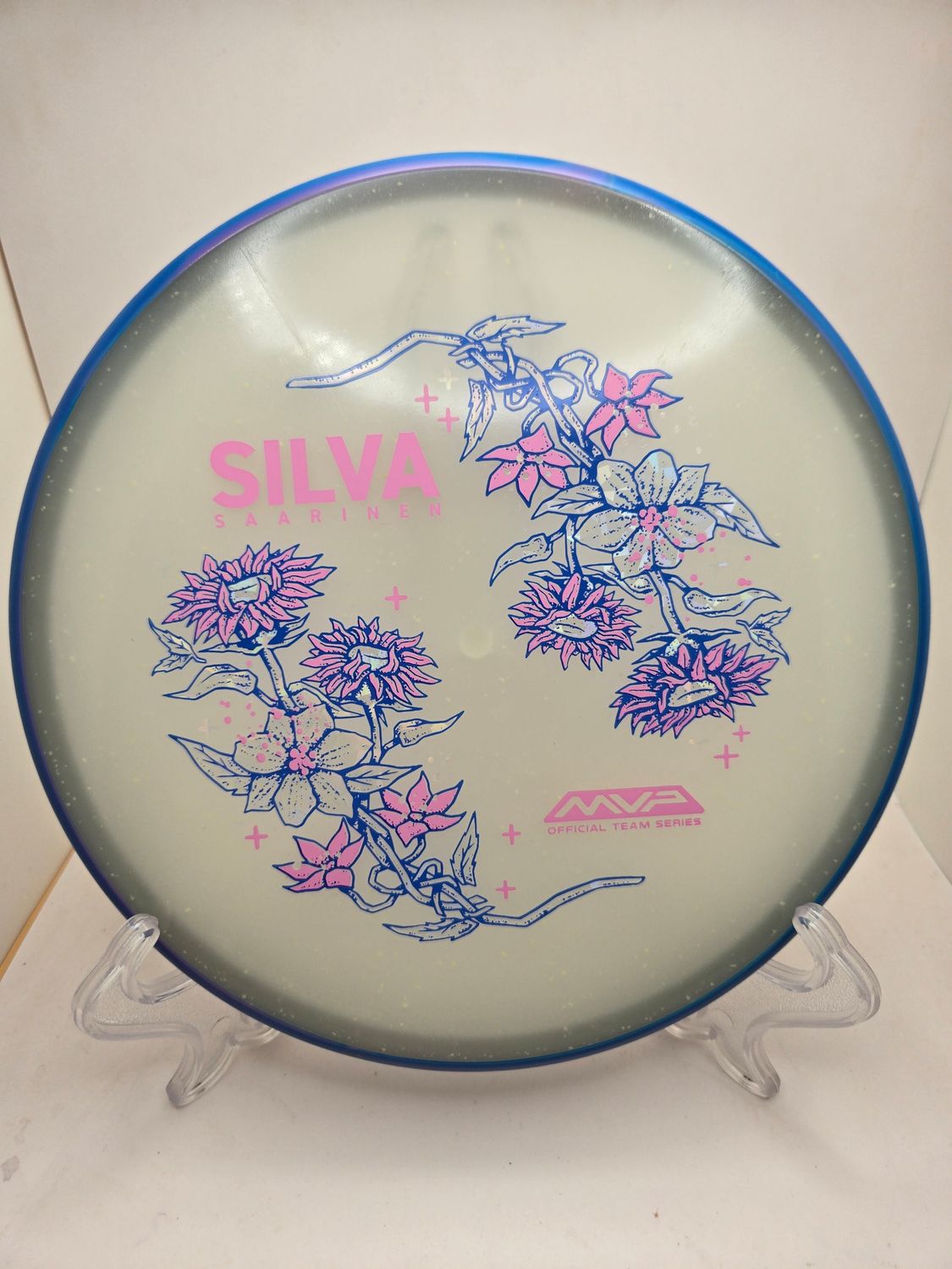  Axiom Particle Particle Eclipse Proxy - Silva Saarinen Team Series - Flowers with Swirly Dark Blue Rim 173-174g