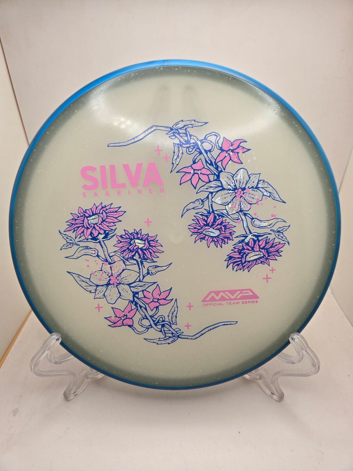 Axiom Particle Particle Eclipse Proxy - Silva Saarinen Team Series - Flowers with Swirly Blue Rim 173g