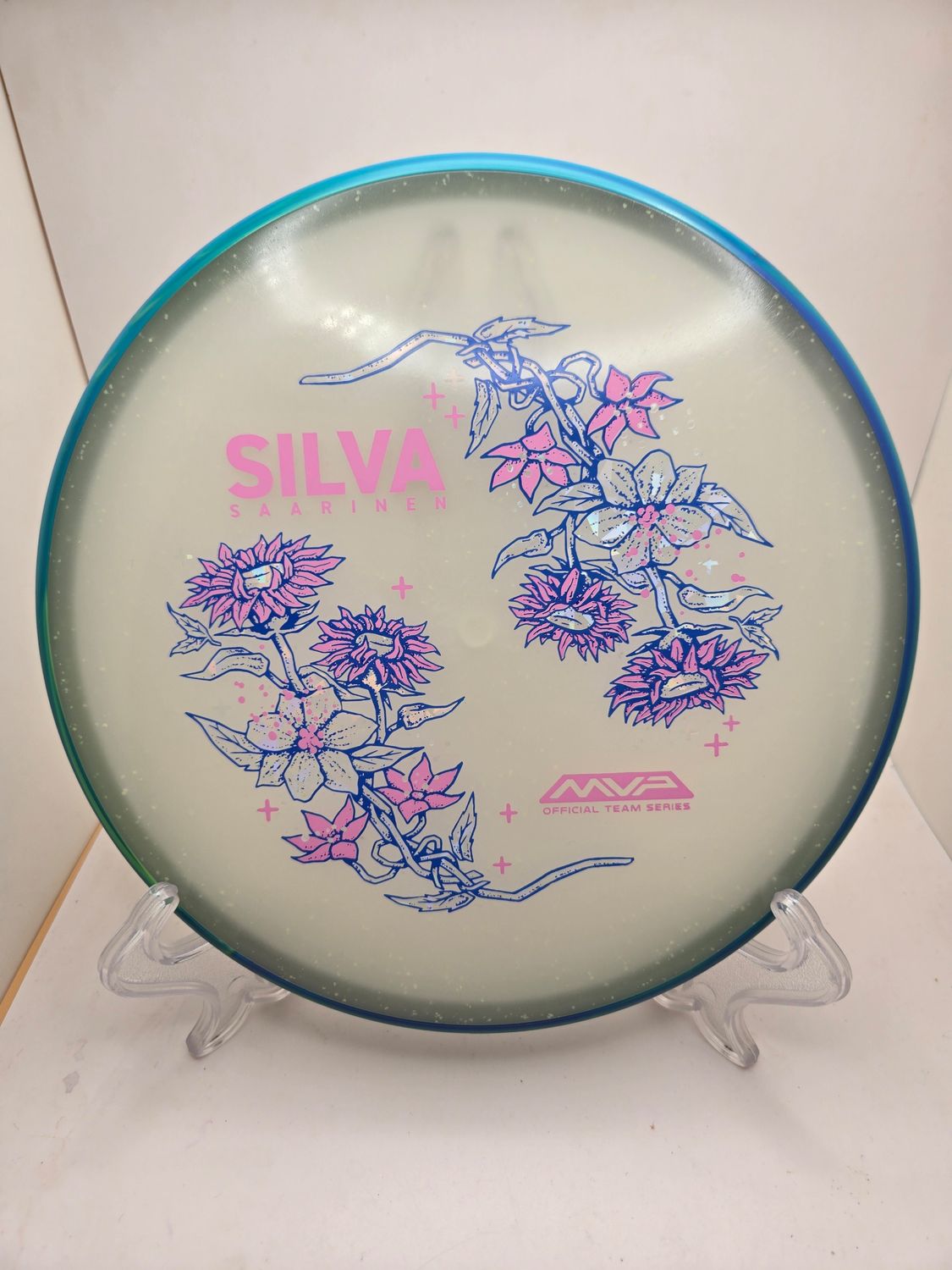  Axiom Particle Particle Eclipse Proxy - Silva Saarinen Team Series - Flowers with Swirly Blue/Green/Purple Rim 173-174g