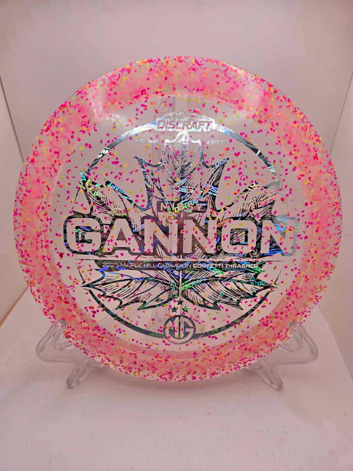 Discraft Discs Missy Gannon Confetti Thrasher – 2025 Maple Hill Champion Pink and Pink/Yellow Confetti with Silver Discraft Stamp 173-174g