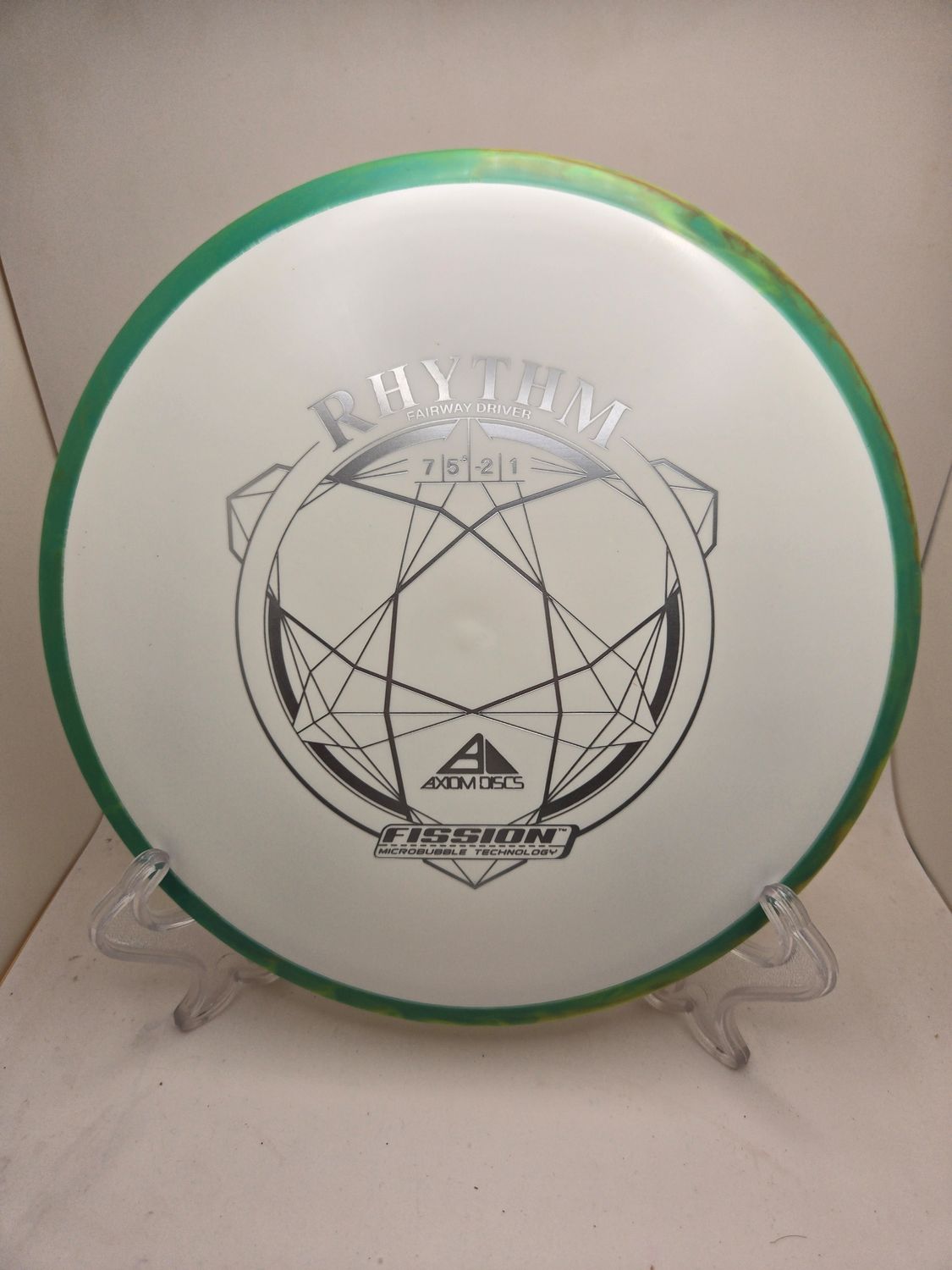 Axiom Discs Rhythm White with Teal/Orange Swirly Rim Fission 157g