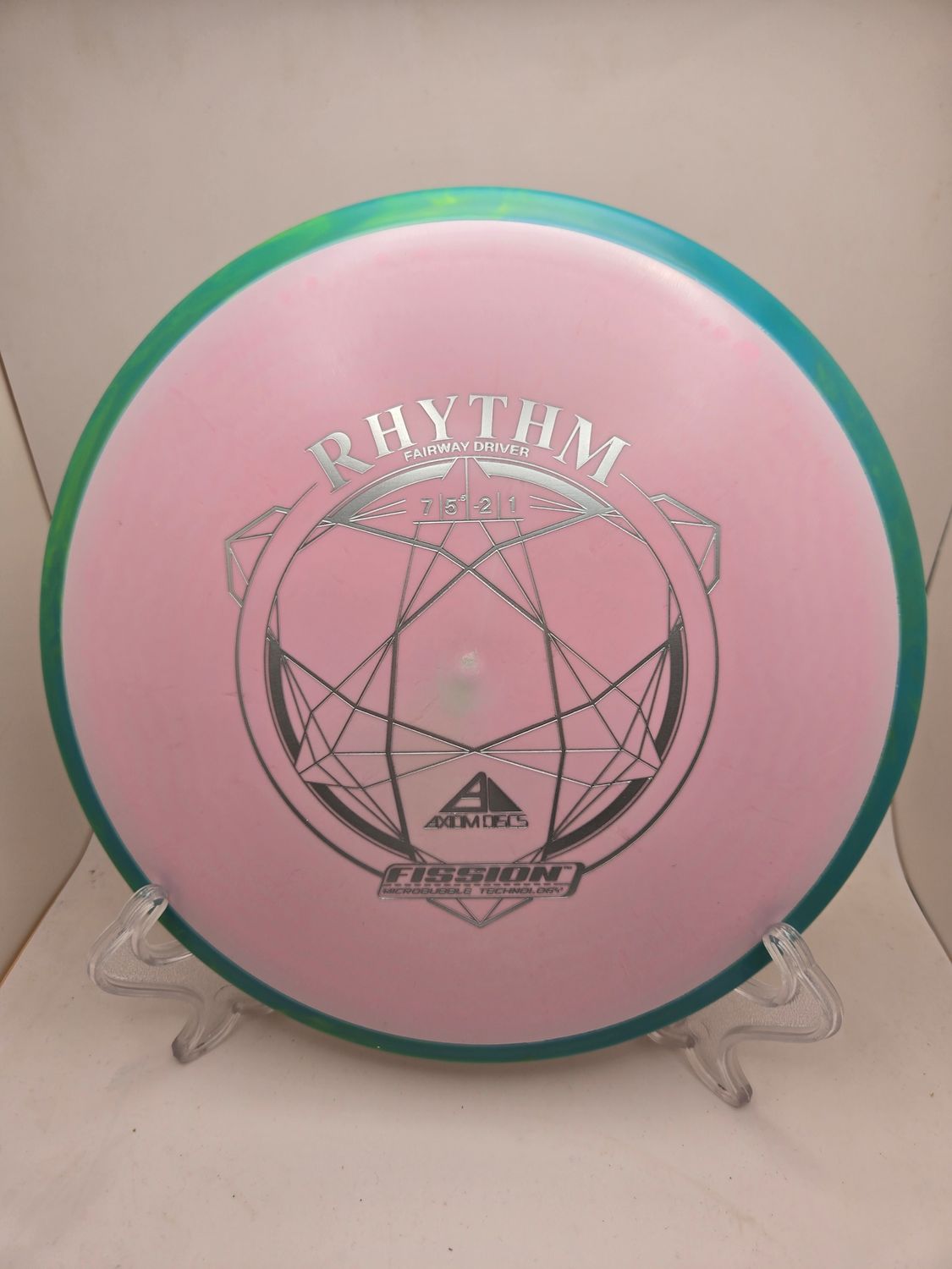 Axiom Discs Rhythm Pink with Teal Swirly Rim Fission 150g