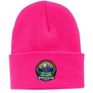 Dyelicious Discs Beanie Knit Cap Neon Pink