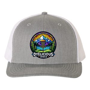 Dyelicious Discs Disc Golf Trucker Hat R112 - Heather Grey/White