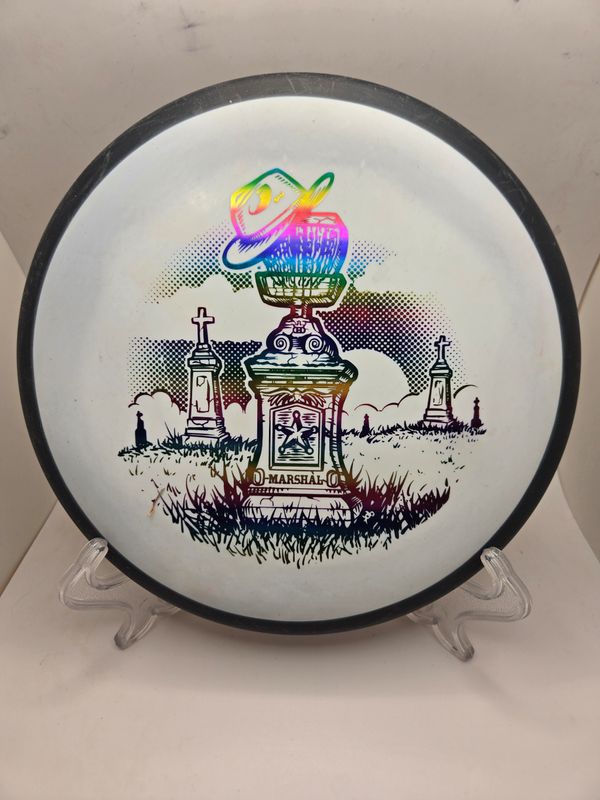 Dynamic Discs Classic Soft Orbit Marshal - Marshal's Last Ride White and Black Rim with gradient stamp 176g