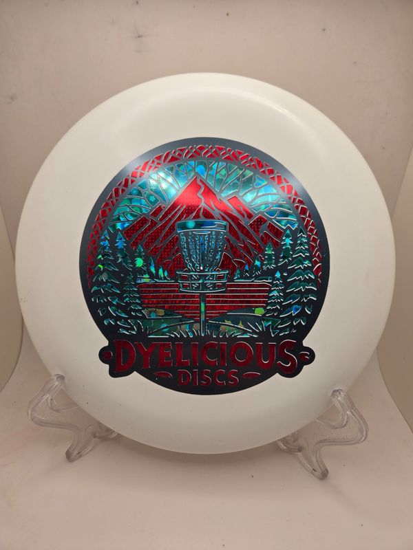 Discraft Discs Triple Foil 1 of 1 Dyelicious Discs Paul MCBeth ESP Luna White with Blue Flower Background and Red Streak Stamp 173-174g