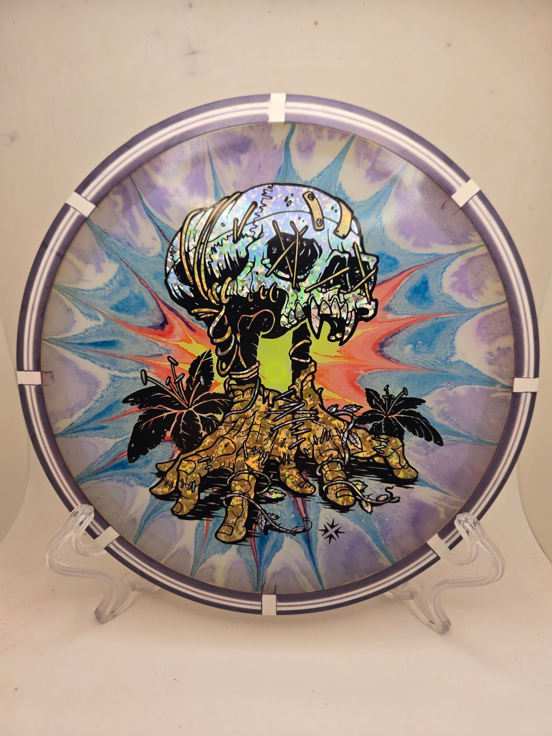 DFX Discs MVP Eclipse Wave Skull Chicken- Dyed Yellow/Orange/Blue/Purple Stock 173g