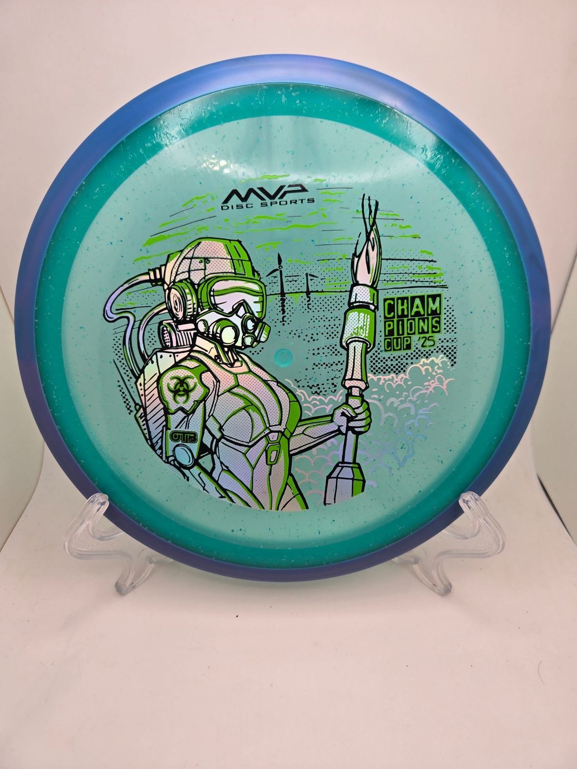 Axiom Discs Particle Glow Proton Virus - Champions Cup Edition Aqua Green with Blue Rim 171g
