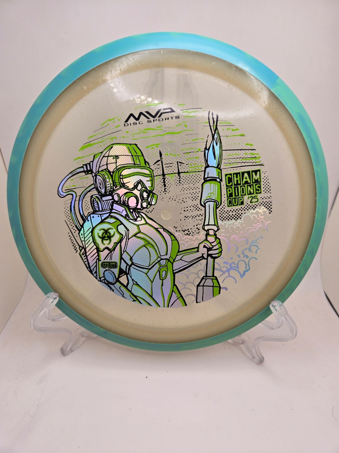 Axiom Discs Particle Glow Proton Virus - Champions Cup Edition Clear with Swirly Teal Rim 171g