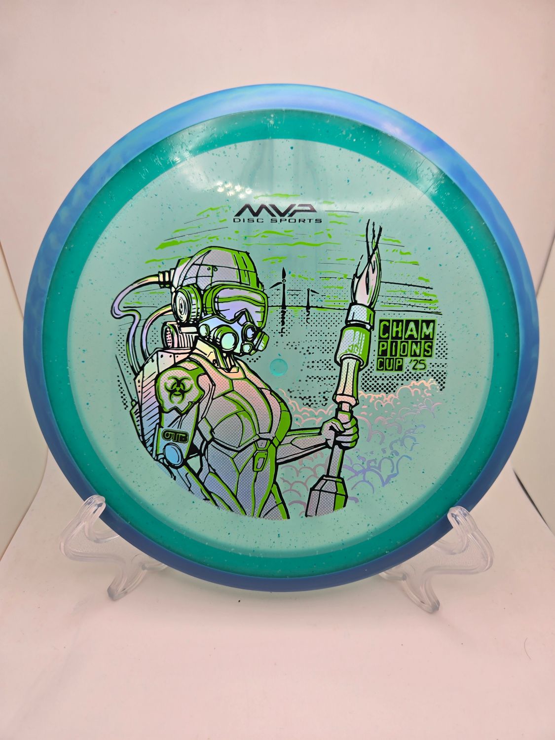 Axiom Discs Particle Glow Proton Virus - Champions Cup Edition Aqua Green with Swirly Blue Rim 171g